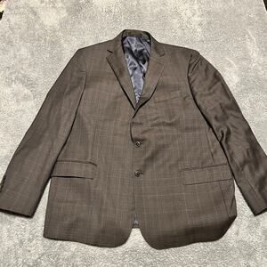 Jos A Bank Reserve Blazer Mens 46 Reda Suit Coat Jacket Brown Plaid